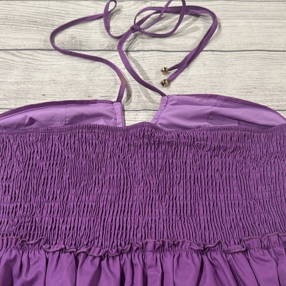 SHEIN Vibrant Purple Tiered Dress with Tie Neck - Picture 5 of 5